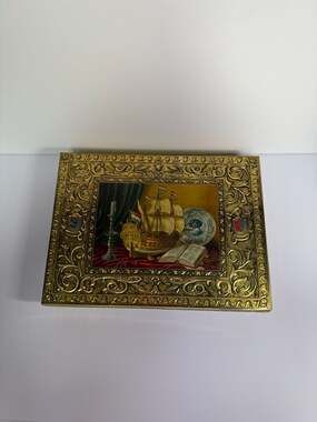 Vintage Royal Verkade Factories Zaandam Holland Embossed Metal Cookie Tin with S